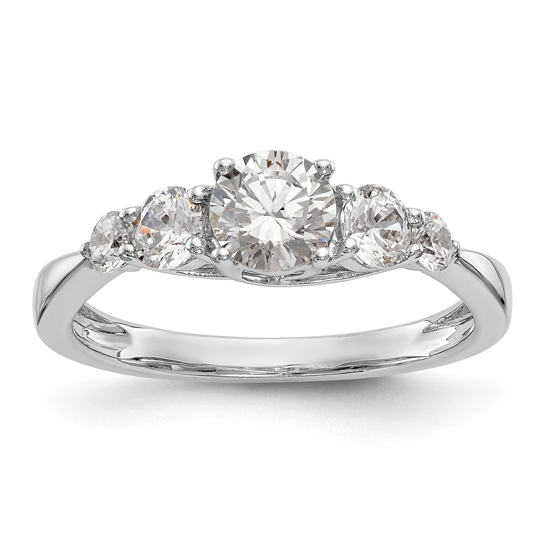 Image of ID 1 050ct CZ Solid Real 14K White Gold 5-Stone Engagement Ring