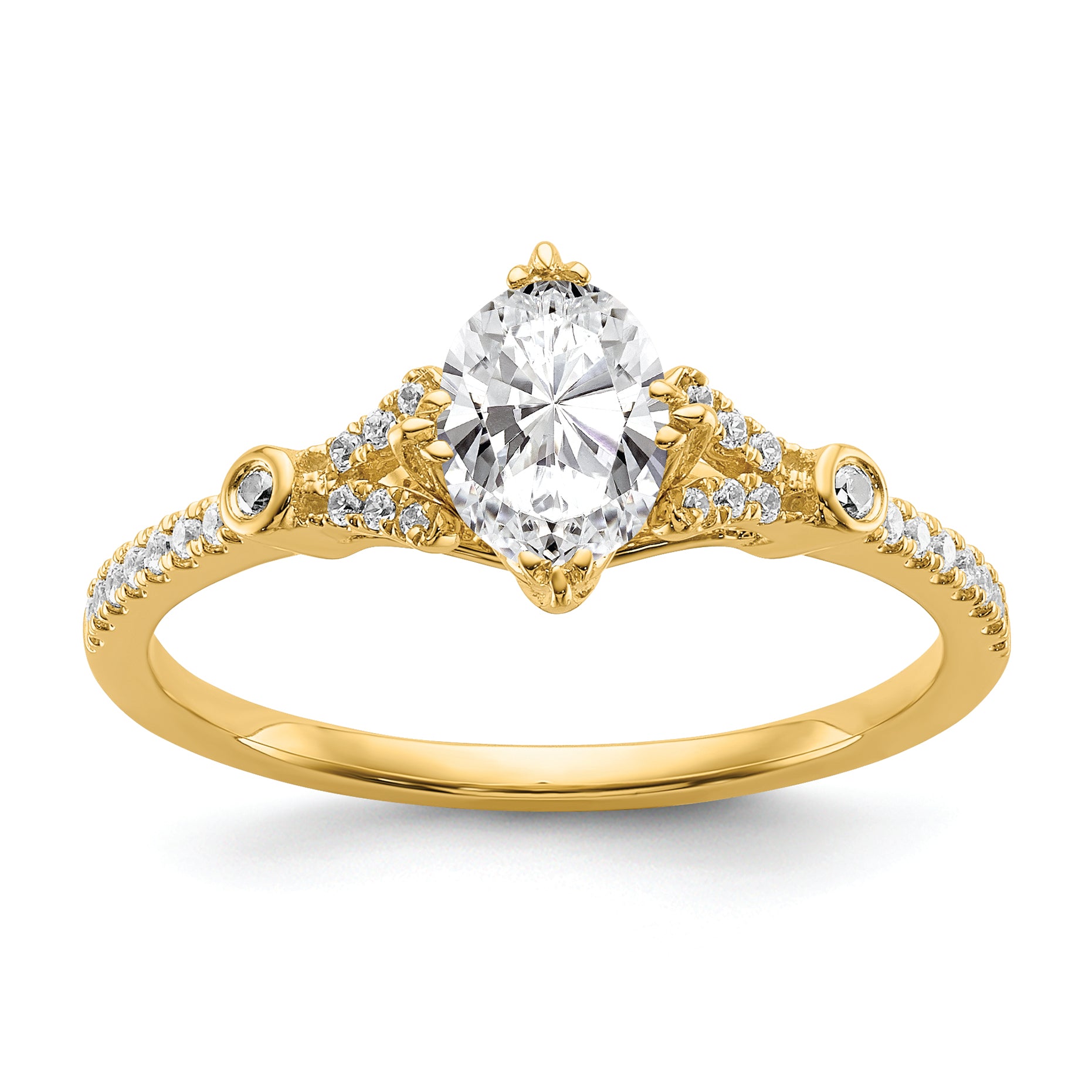 Image of ID 1 050ct CZ Solid Real 14k Polish 1/2ct Oval Engagement Dia Ring