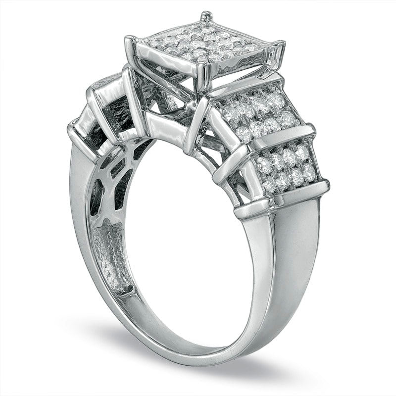 Image of ID 1 063 CT TW Composite Natural Diamond Engagement Ring in Solid 10K White Gold
