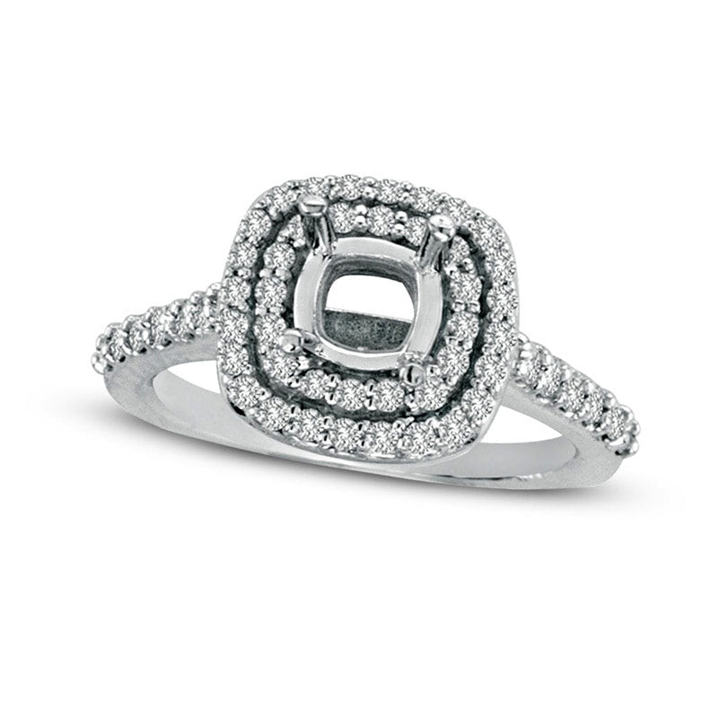 Image of ID 1 063 CT TW Natural Diamond Double Frame Semi-Mount in Solid 14K White Gold