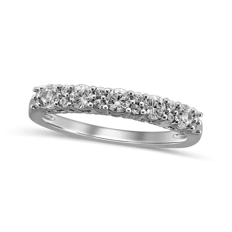 Image of ID 1 063 CT TW Natural Diamond Five Stone Anniversary Band in Solid 10K White Gold