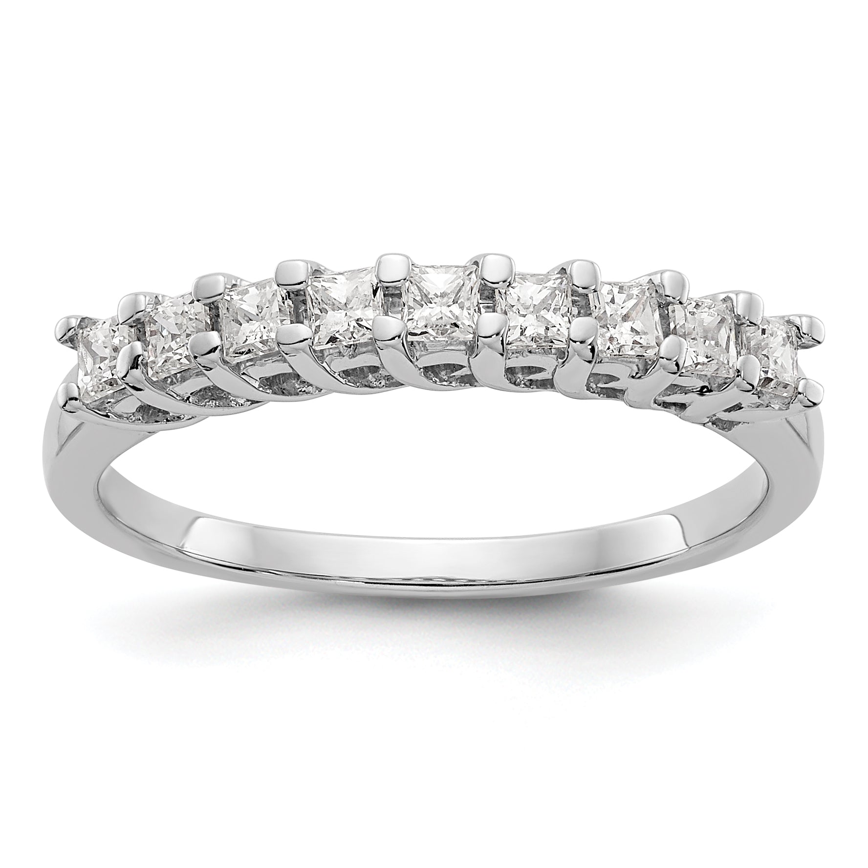Image of ID 1 063ct CZ Solid Real 14K White Gold 9-Stone Wedding Band Ring