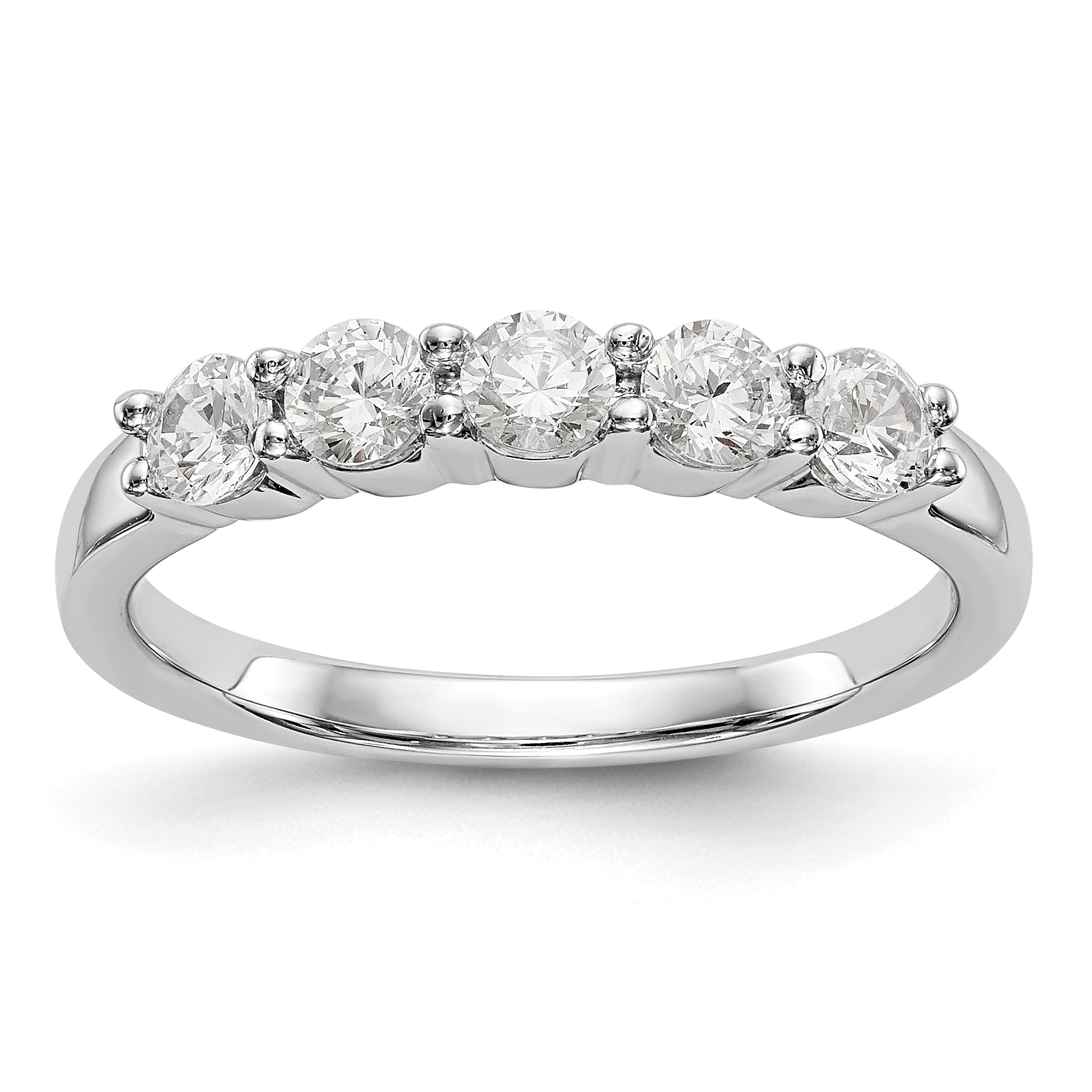 Image of ID 1 064ct CZ Solid Real 14K White Gold 5-Stone Wedding Band Ring
