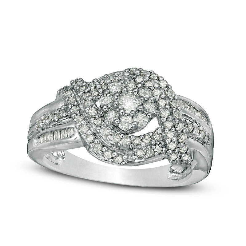 Image of ID 1 075 CT TW Composite Natural Diamond Bypass Engagement Ring in Sterling Silver