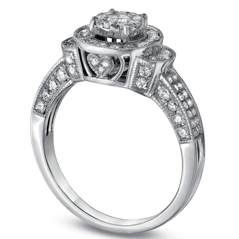 Image of ID 1 075 CT TW Composite Natural Diamond Framed Engagement Ring in Solid 10K White Gold