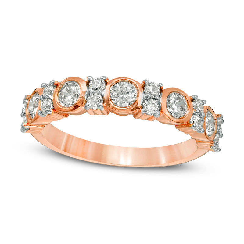 Image of ID 1 075 CT TW Natural Diamond Alternating Anniversary Band in Solid 10K Rose Gold