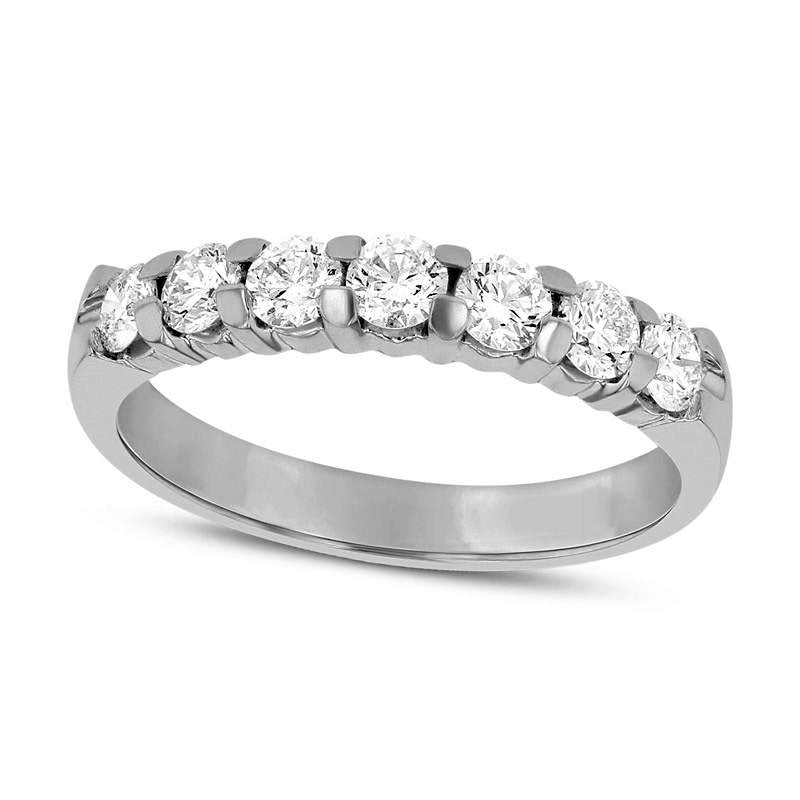Image of ID 1 075 CT TW Natural Diamond Seven Stone Anniversary Band in Solid 14K White Gold