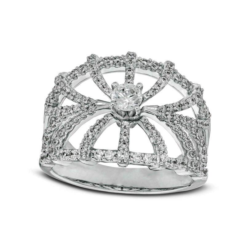 Image of ID 1 075 CT TW Natural Diamond Web Ring in Solid 10K White Gold