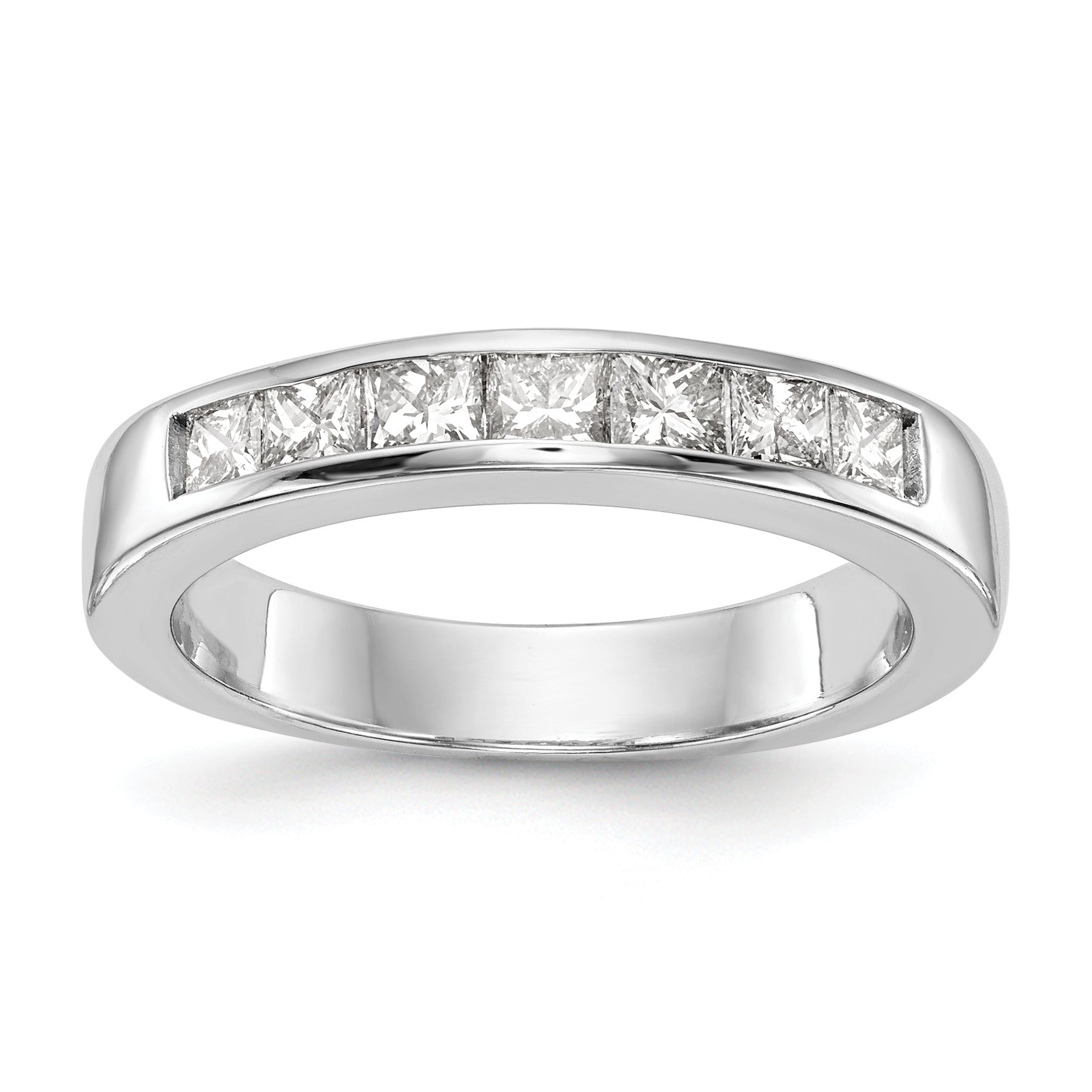 Image of ID 1 075ct CZ Solid Real 14K White Gold 7-Stone Channel Wedding Band Ring