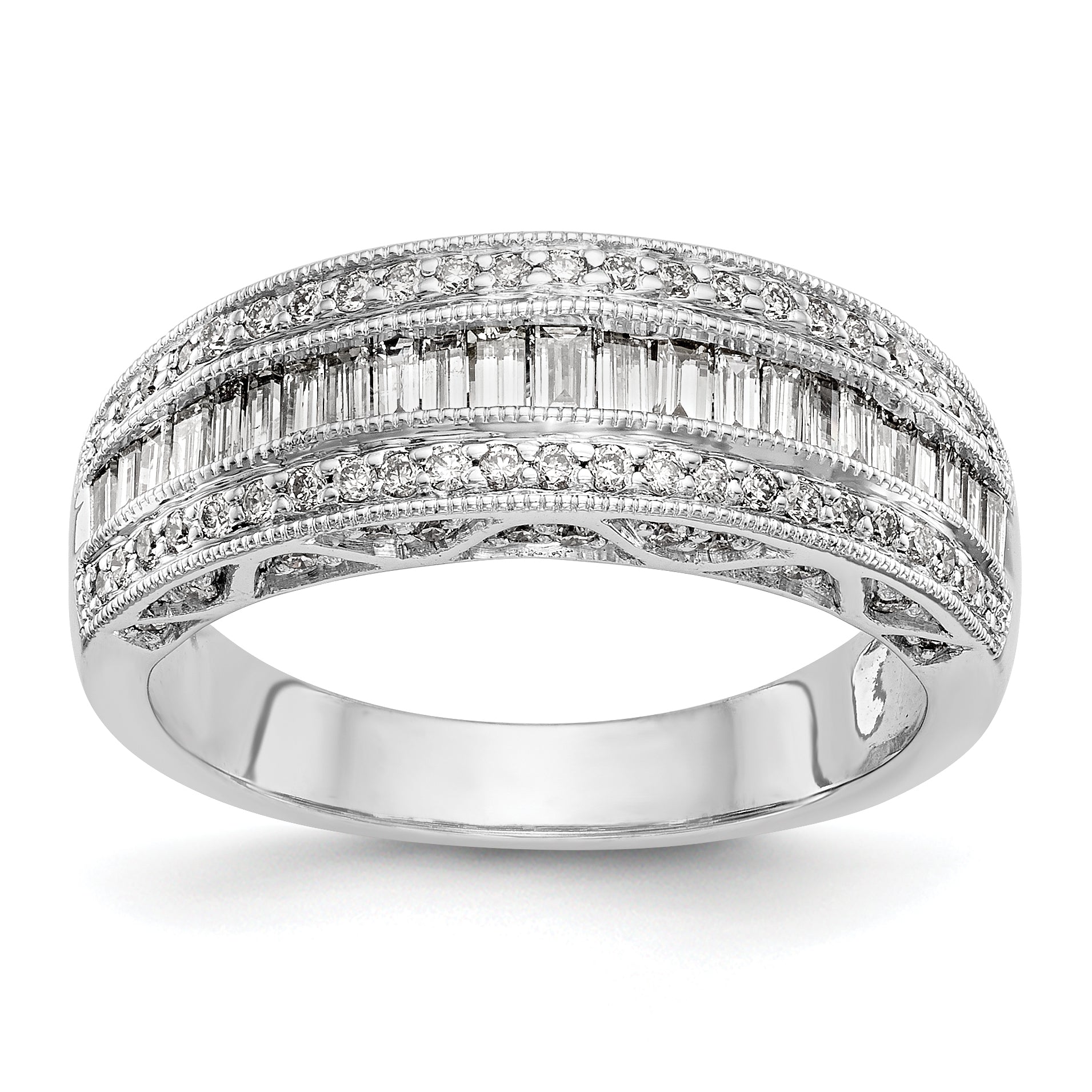 Image of ID 1 075ct CZ Solid Real 14K White Gold Wedding Band Ring
