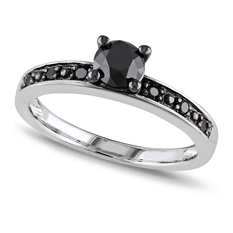Image of ID 1 088 CT TW Enhanced Black Natural Diamond Ring in Sterling Silver