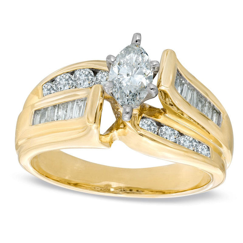 Image of ID 1 088 CT TW Marquise Natural Diamond Double Bypass Row Ring in Solid 14K Gold
