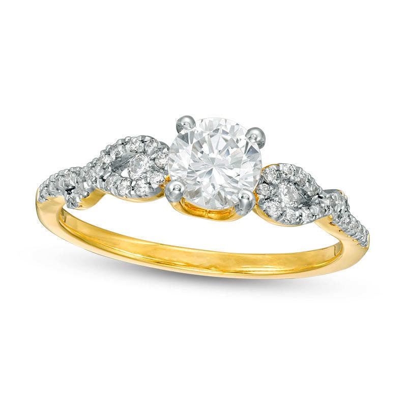 Image of ID 1 088 CT TW Natural Diamond Loop-Sides Engagement Ring in Solid 10K Yellow Gold