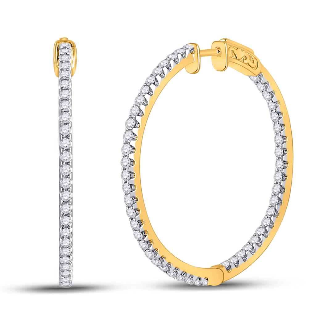 Image of ID 1 1 1/2CTW-Diamond FASHION HIGH HOOPS EARRING