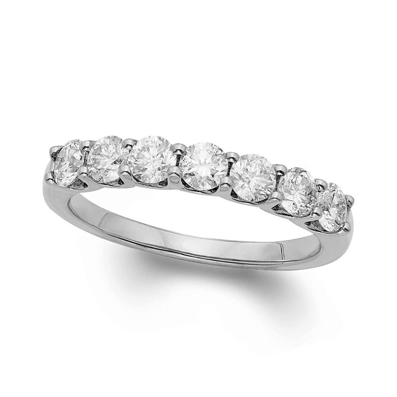 Image of ID 1 10 CT TW Certified Natural Diamond Seven Stone Wedding Band in Solid 14K White Gold (I/I1)