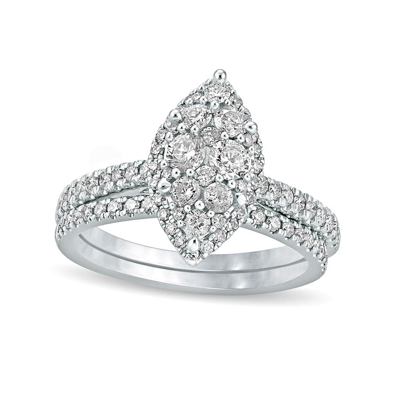 Image of ID 1 10 CT TW Composite Marquise Natural Diamond Bridal Engagement Ring Set in Solid 10K White Gold