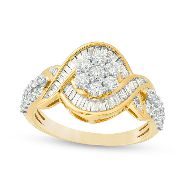 Image of ID 1 10 CT TW Composite Natural Diamond Bypass Twist Ring in Solid 10K Yellow Gold