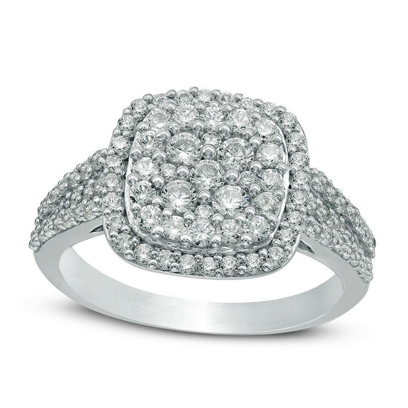 Image of ID 1 10 CT TW Composite Natural Diamond Cushion Frame Engagement Ring in Solid 10K White Gold
