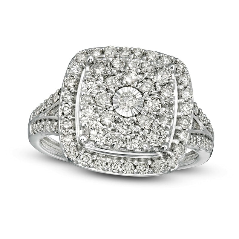 Image of ID 1 10 CT TW Composite Natural Diamond Cushion Frame Split Shank Ring in Solid 10K White Gold