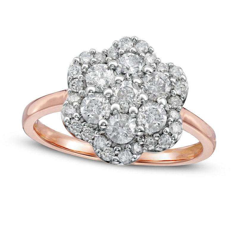 Image of ID 1 10 CT TW Composite Natural Diamond Flower Frame Ring in Solid 10K Rose Gold