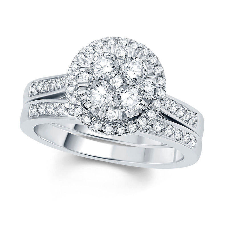 Image of ID 1 10 CT TW Composite Natural Diamond Frame Bridal Engagement Ring Set in Solid 10K White Gold