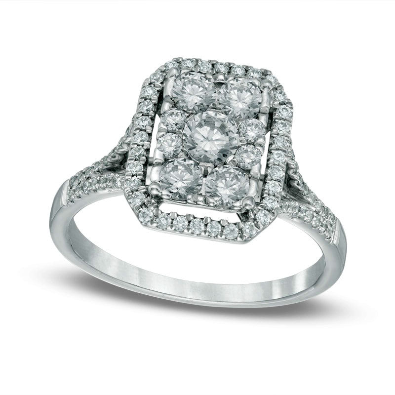Image of ID 1 10 CT TW Composite Natural Diamond Rectangular Frame Ring in Solid 10K White Gold