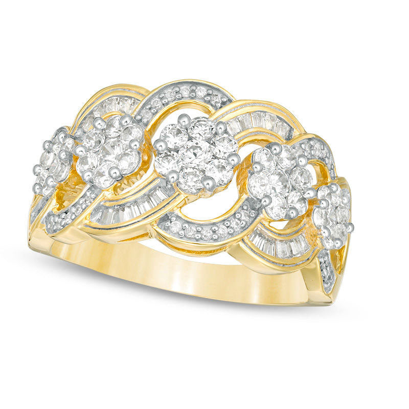 Image of ID 1 10 CT TW Composite Natural Diamond Wave Ring in Solid 10K Yellow Gold