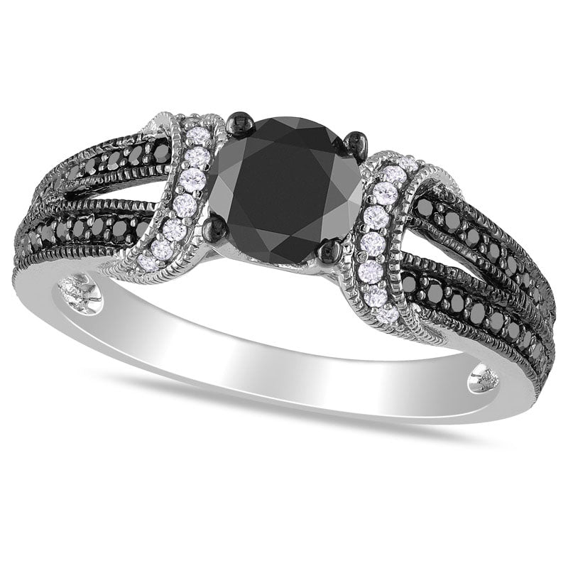 Image of ID 1 10 CT TW Enhanced Black and White Natural Diamond Collar Ring in Solid 10K White Gold