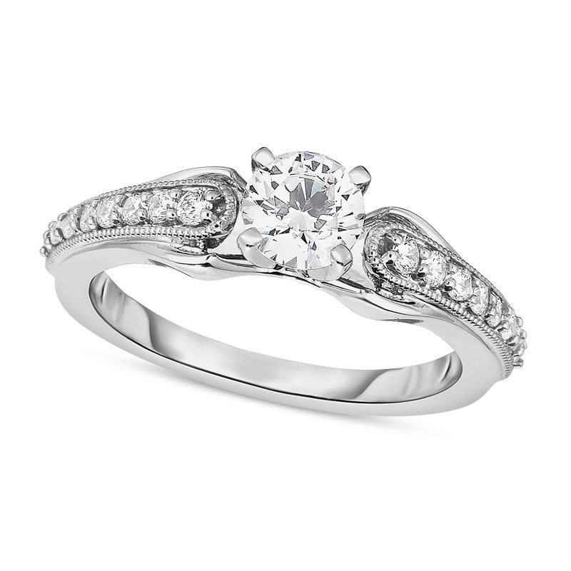 Image of ID 1 10 CT TW Natural Diamond Antique Vintage-Style Engagement Ring in Solid 14K White Gold