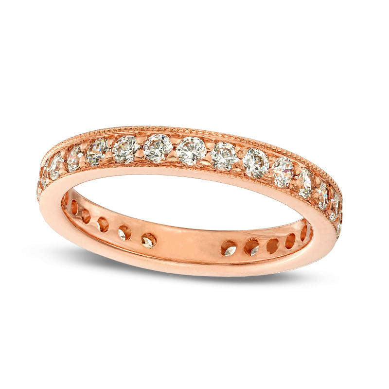 Image of ID 1 10 CT TW Natural Diamond Antique Vintage-Style Eternity Wedding Band in Solid 18K Rose Gold (G/SI2)