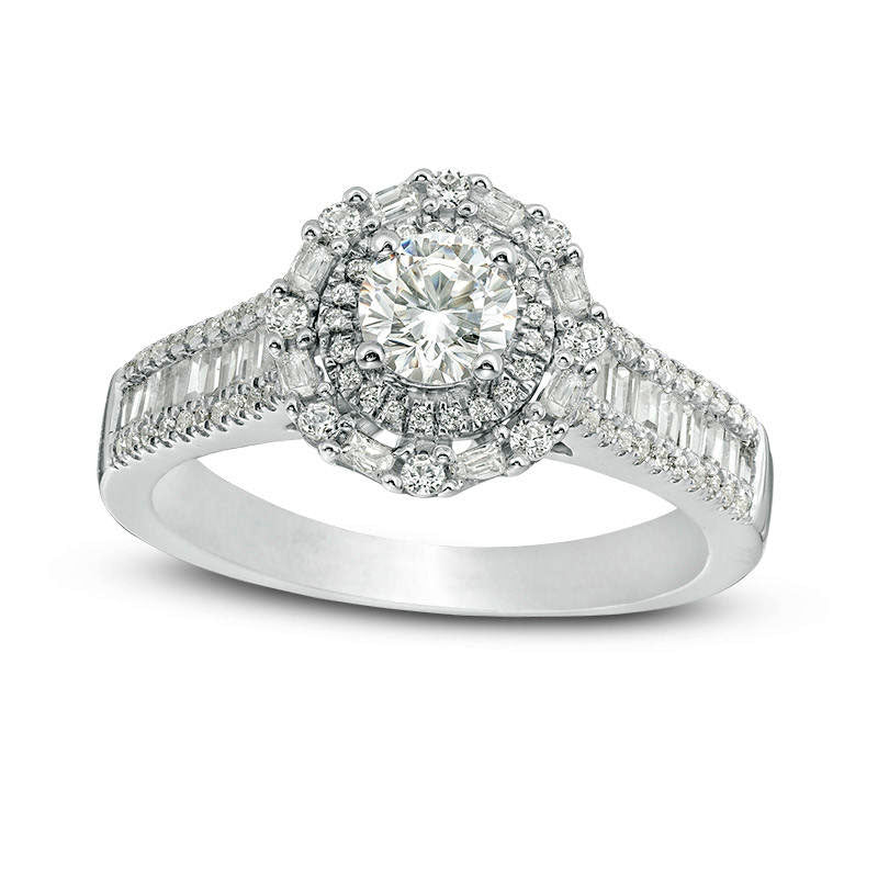 Image of ID 1 10 CT TW Natural Diamond Bamboo Frame Engagement Ring in Solid 18K White Gold (I/SI2)