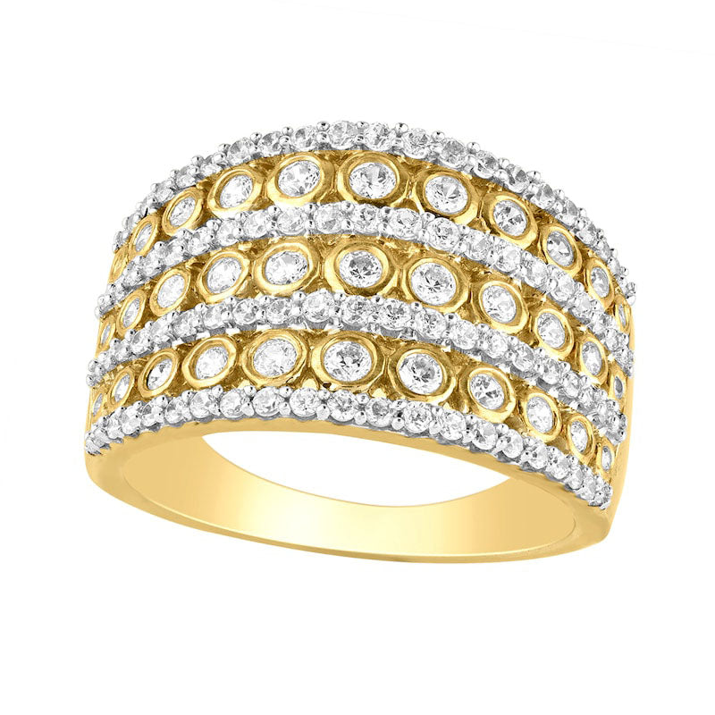 Image of ID 1 10 CT TW Natural Diamond Bezel Multi-Row Ring in Solid 10K Yellow Gold