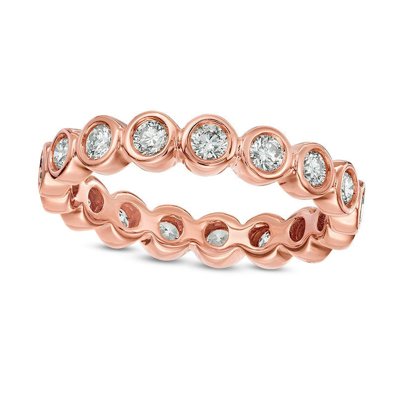 Image of ID 1 10 CT TW Natural Diamond Bezel-Set Eternity Band in Solid 14K Rose Gold
