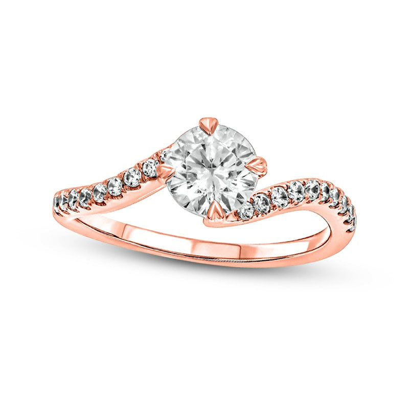 Image of ID 1 10 CT TW Natural Diamond Bypass Engagement Ring in Solid 14K Rose Gold (I/I2)