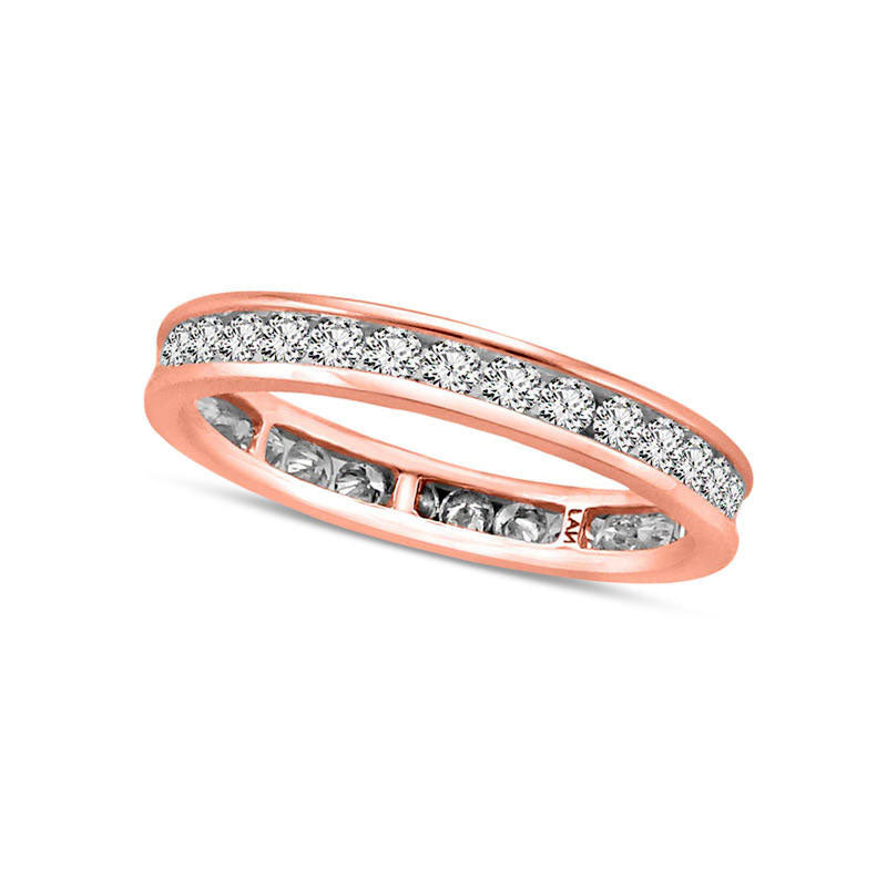 Image of ID 1 10 CT TW Natural Diamond Channel Set Eternity Wedding Band in Solid 14K Rose Gold