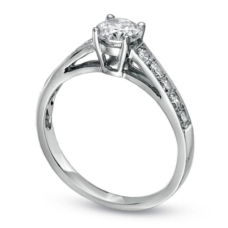 Image of ID 1 10 CT TW Natural Diamond Classic Engagement Ring in Solid 14K White Gold
