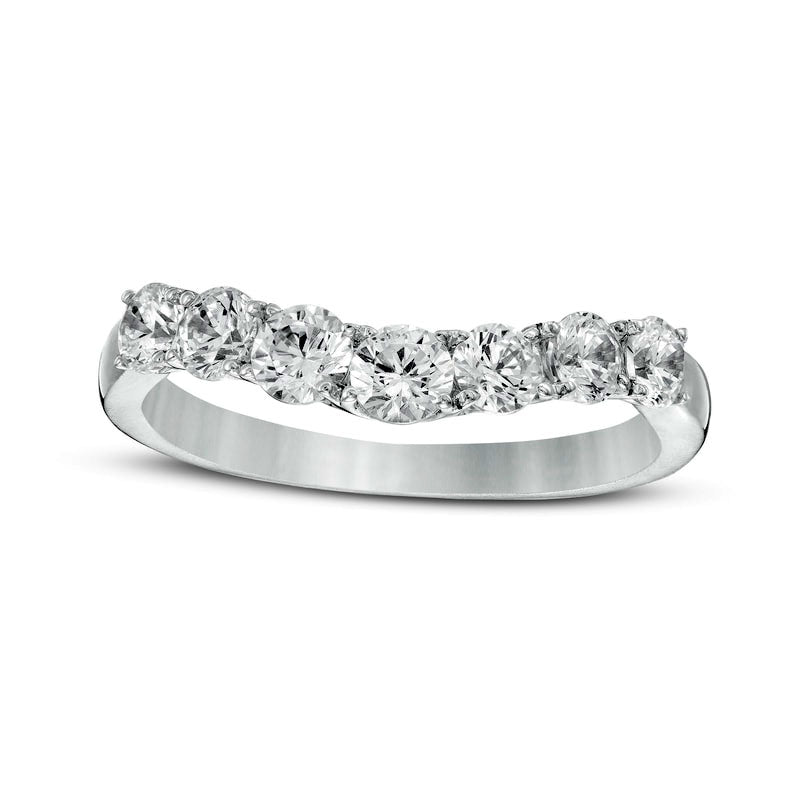 Image of ID 1 10 CT TW Natural Diamond Contour Seven Stone Anniversary Band in Solid 14K White Gold