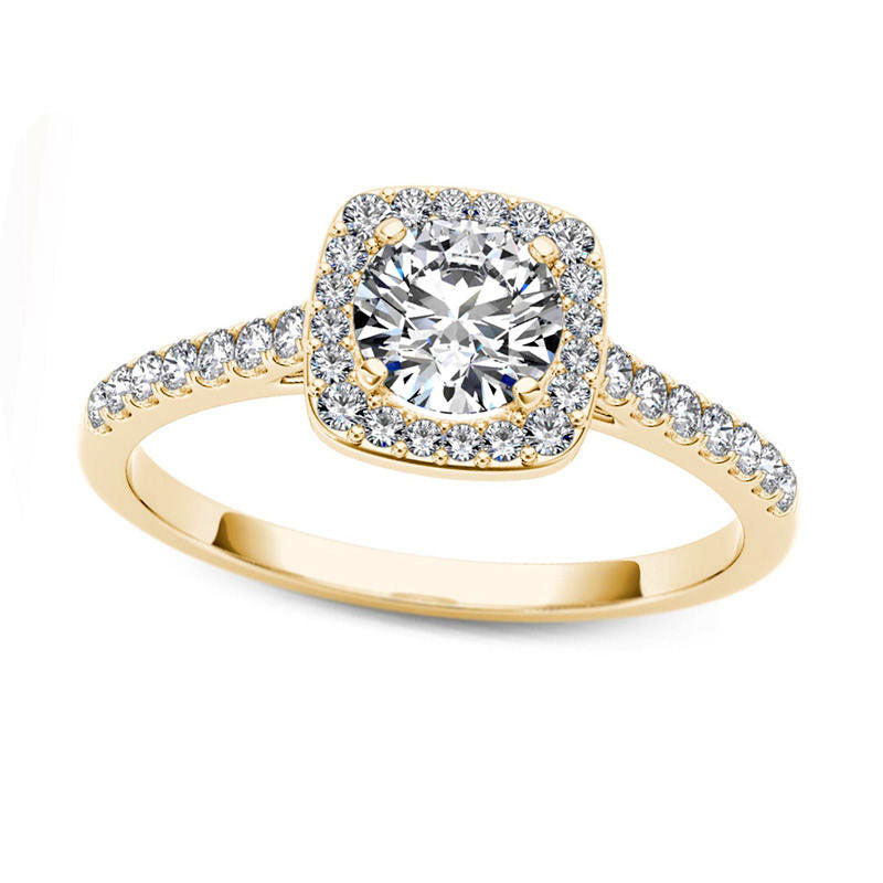 Image of ID 1 10 CT TW Natural Diamond Cushion Frame Engagement Ring in Solid 14K Gold