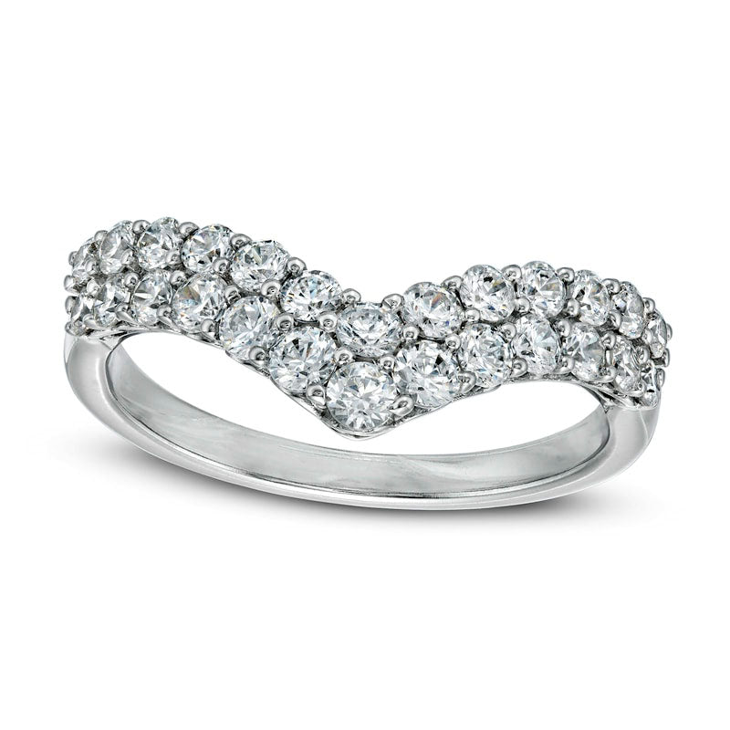 Image of ID 1 10 CT TW Natural Diamond Double Chevron Anniversary Band in Solid 14K White Gold