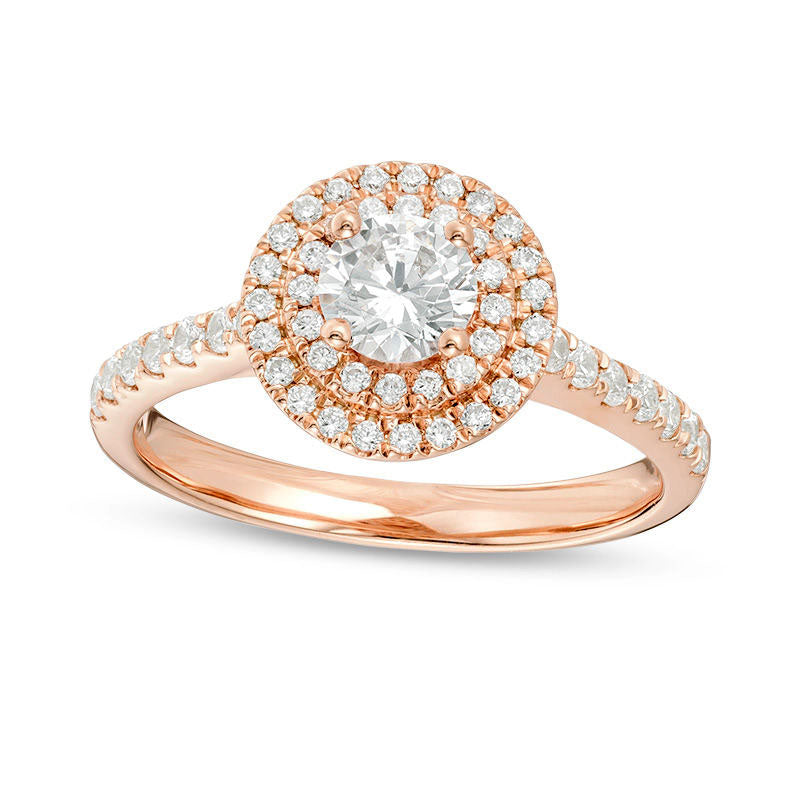 Image of ID 1 10 CT TW Natural Diamond Double Frame Engagement Ring in Solid 14K Rose Gold