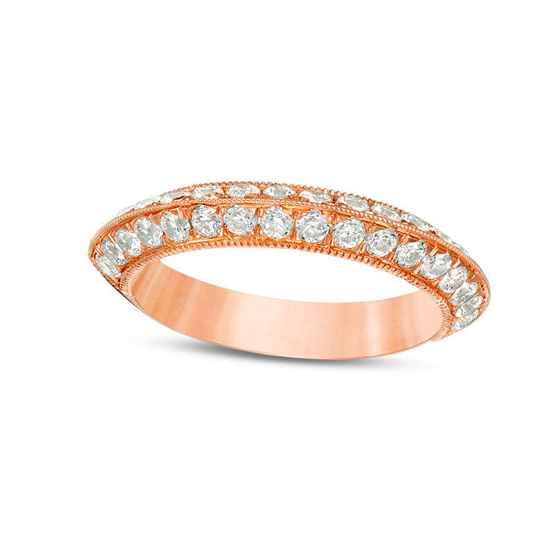 Image of ID 1 10 CT TW Natural Diamond Double Row Antique Vintage-Style Wedding Band in Solid 10K Rose Gold