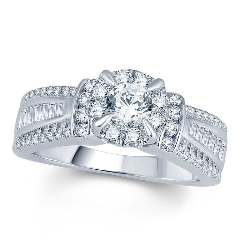 Image of ID 1 10 CT TW Natural Diamond Frame Collar Engagement Ring in Solid 10K White Gold