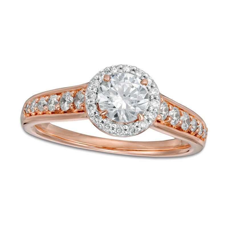 Image of ID 1 10 CT TW Natural Diamond Frame Engagement Ring in Solid 14K Rose Gold with White Rhodium