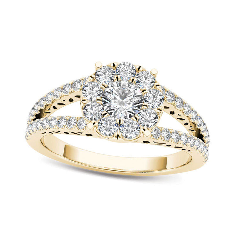 Image of ID 1 10 CT TW Natural Diamond Frame Split Shank Engagement Ring in Solid 14K Gold