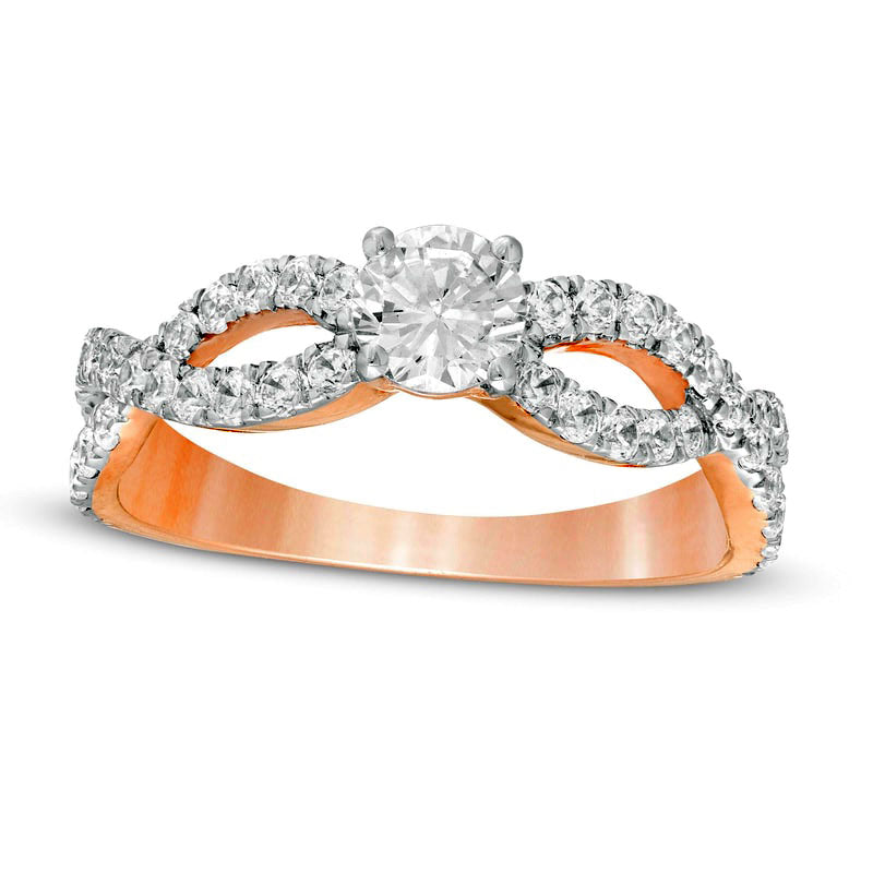 Image of ID 1 10 CT TW Natural Diamond Infinity Twist Shank Engagement Ring in Solid 10K Rose Gold
