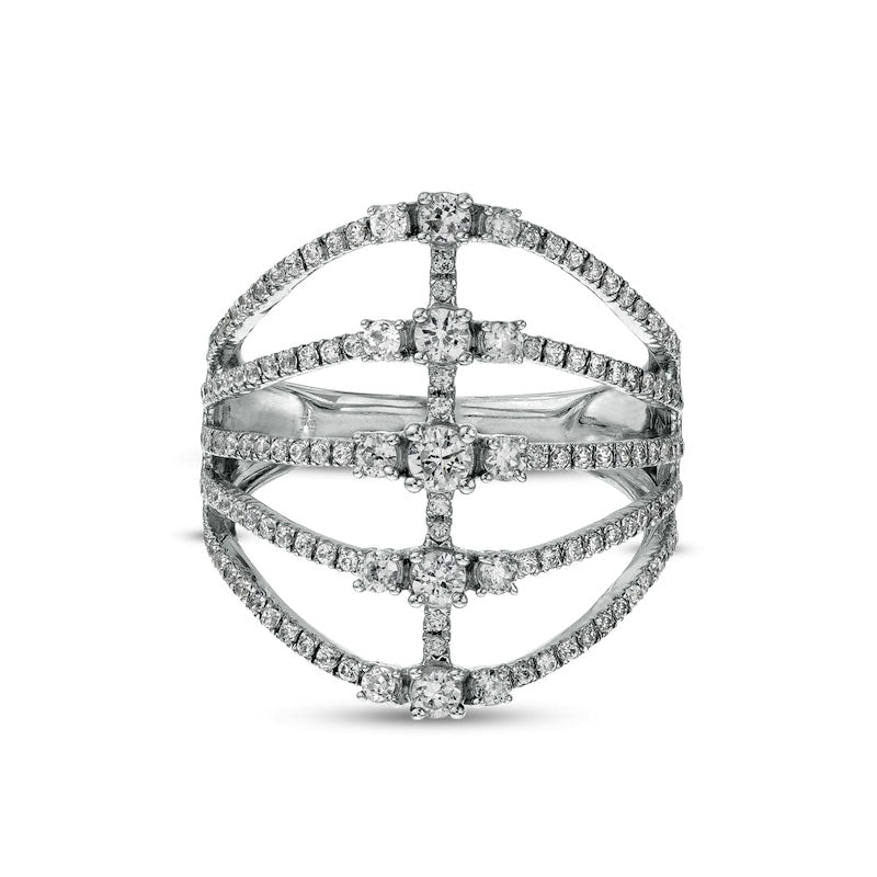 Image of ID 1 10 CT TW Natural Diamond Multi-Row Split Shank Ring in Solid 10K White Gold