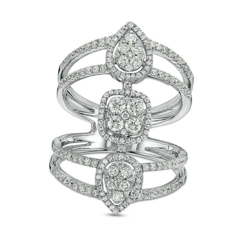 Image of ID 1 10 CT TW Natural Diamond Multi-Shapes Open Ring in Solid 10K White Gold