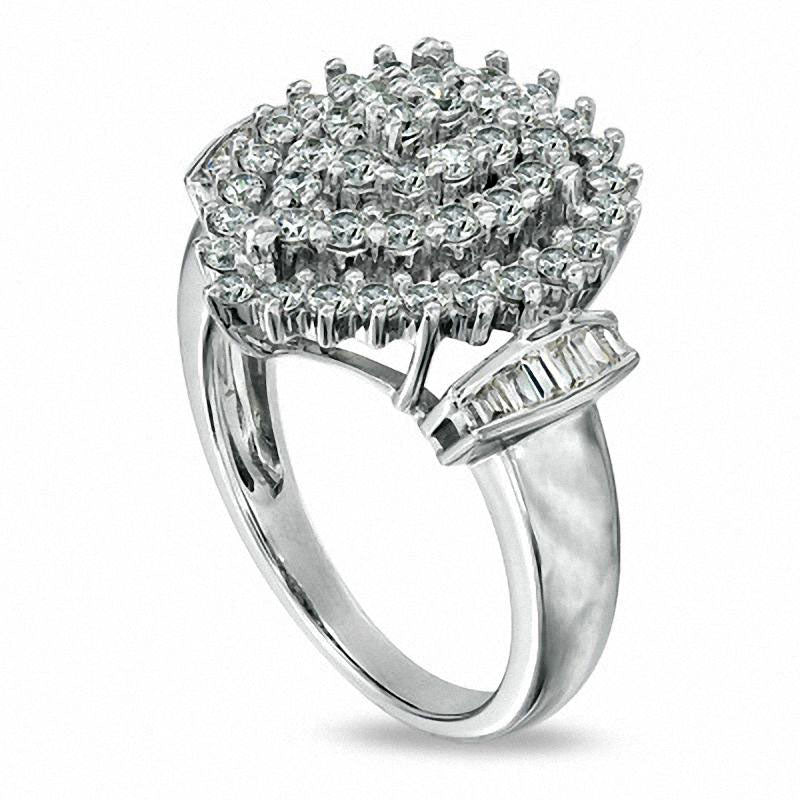 Image of ID 1 10 CT TW Natural Diamond Pear-Shaped Cluster Ring in Sterling Silver