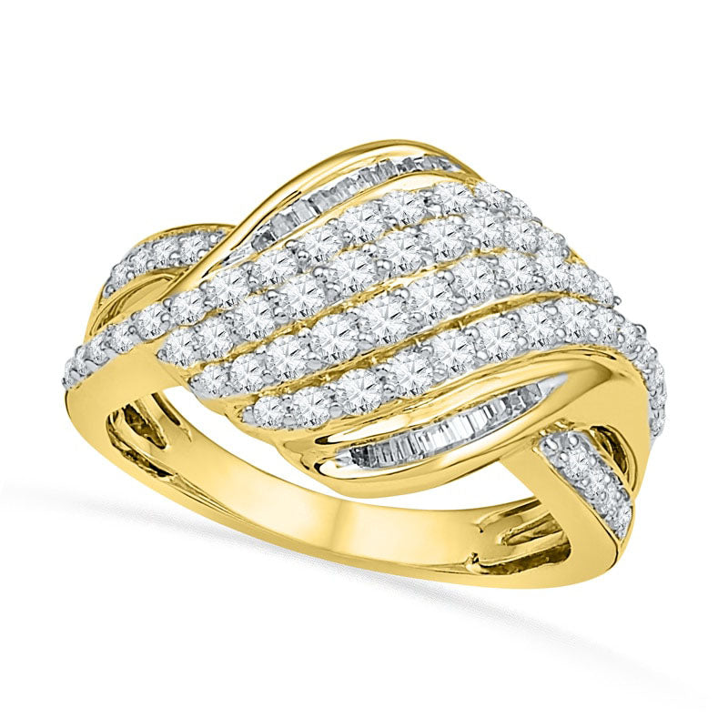 Image of ID 1 10 CT TW Natural Diamond Rolling Wave Ring in Solid 10K Yellow Gold