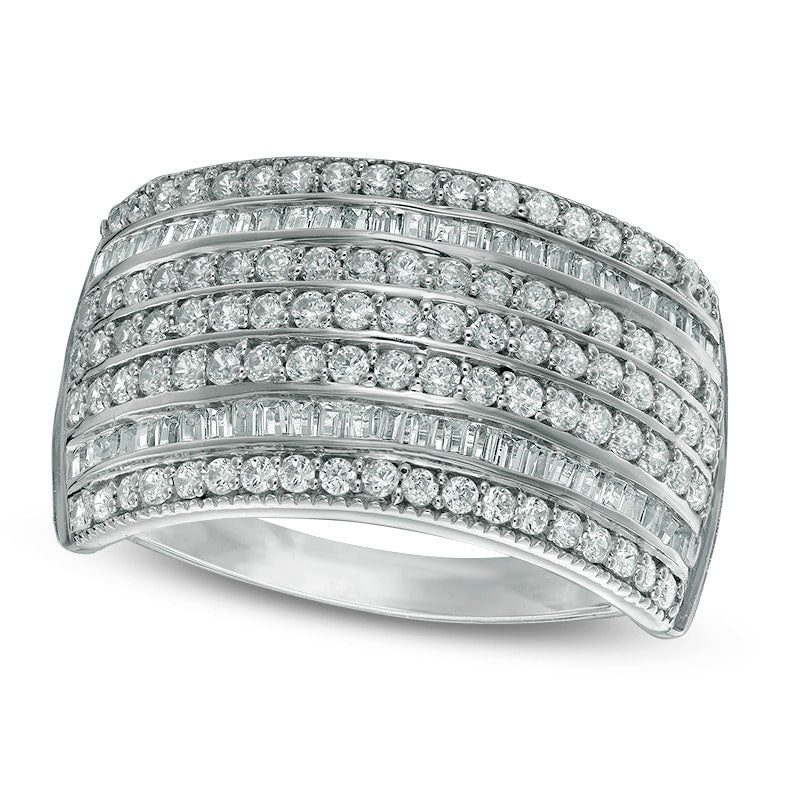 Image of ID 1 10 CT TW Natural Diamond Seven Row Anniversary Ring in Solid 10K White Gold